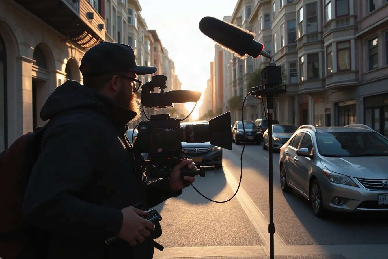 On-location social video production on a San Francisco street